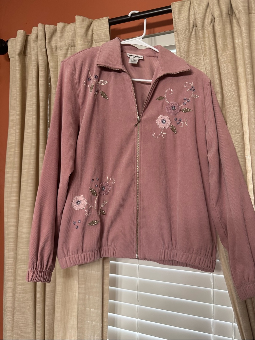 Liz Claiborne Dusty Rose Embroidered Bomber Jacket